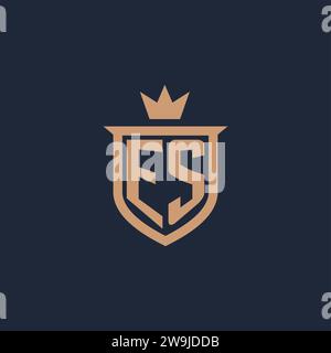 ES monogram initial logo with shield and crown style design ideas Stock Vector