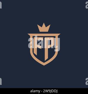 FP monogram initial logo with shield and crown style design ideas Stock Vector