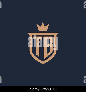 TB monogram initial logo with shield and crown style design ideas Stock Vector