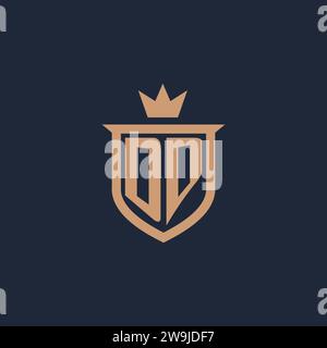DD monogram initial logo with shield and crown style design ideas Stock Vector