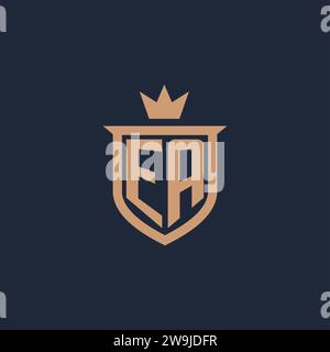 EA monogram initial logo with shield and crown style design ideas Stock Vector
