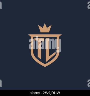 TL monogram initial logo with shield and crown style design ideas Stock Vector
