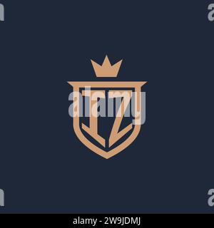 IZ monogram initial logo with shield and crown style design ideas Stock Vector