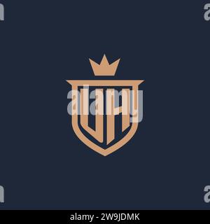 UH monogram initial logo with shield and crown style design ideas Stock Vector