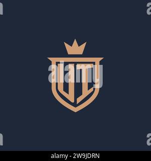 UI monogram initial logo with shield and crown style design ideas Stock Vector