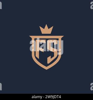 FS monogram initial logo with shield and crown style design ideas Stock Vector