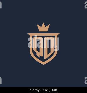 QO monogram initial logo with shield and crown style design ideas Stock Vector