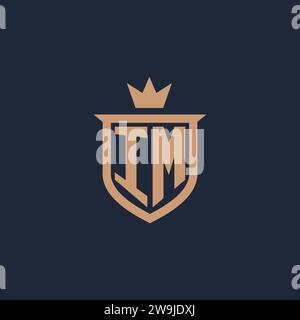 IM monogram initial logo with shield and crown style design ideas Stock Vector