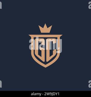 GC monogram initial logo with shield and crown style design ideas Stock Vector
