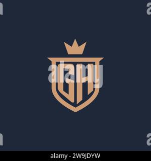 GH monogram initial logo with shield and crown style design ideas Stock Vector
