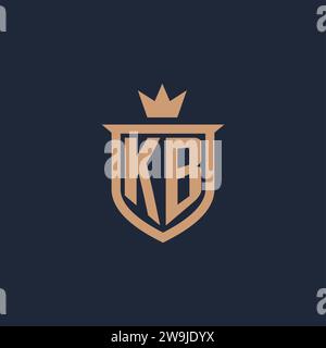 KB monogram initial logo with shield and crown style design ideas Stock Vector