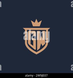 GW monogram initial logo with shield and crown style design ideas Stock Vector