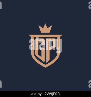 GP monogram initial logo with shield and crown style design ideas Stock Vector