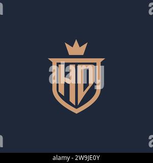 HD monogram initial logo with shield and crown style design ideas Stock Vector