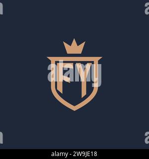 FY monogram initial logo with shield and crown style design ideas Stock Vector