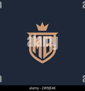 MB monogram initial logo with shield and crown style design ideas Stock Vector