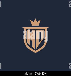 MD monogram initial logo with shield and crown style design ideas Stock Vector