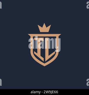 IL monogram initial logo with shield and crown style design ideas Stock Vector
