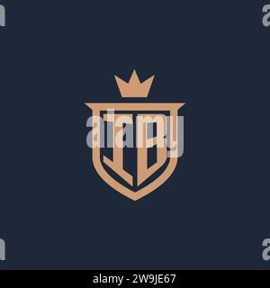 IB monogram initial logo with shield and crown style design ideas Stock Vector