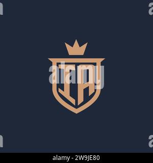 IA monogram initial logo with shield and crown style design ideas Stock Vector
