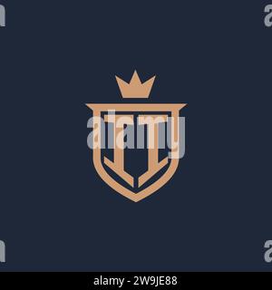 II monogram initial logo with shield and crown style design ideas Stock Vector