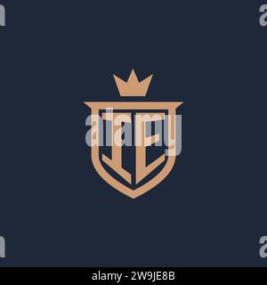 IE monogram initial logo with shield and crown style design ideas Stock Vector