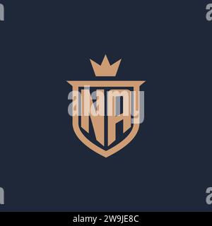 NA monogram initial logo with shield and crown style design ideas Stock Vector