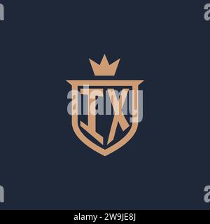 IX monogram initial logo with shield and crown style design ideas Stock Vector