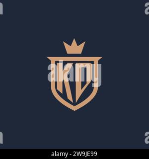 KD monogram initial logo with shield and crown style design ideas Stock Vector