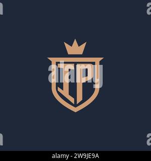 IP monogram initial logo with shield and crown style design ideas Stock Vector