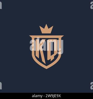 KQ monogram initial logo with shield and crown style design ideas Stock Vector