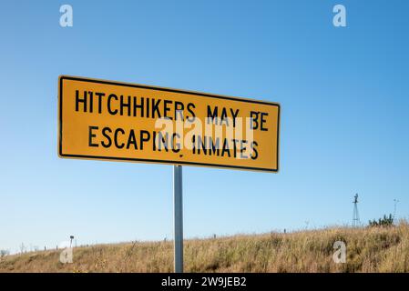 Hitchhikers may be escaping inmates sign. Between Hondo and Sabinal ...