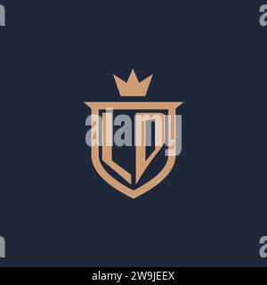 LD monogram initial logo with shield and crown style design ideas Stock Vector