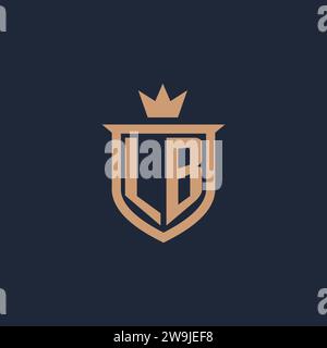 LB monogram initial logo with shield and crown style design ideas Stock Vector