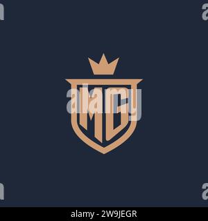 MG monogram initial logo with shield and crown style design ideas Stock Vector