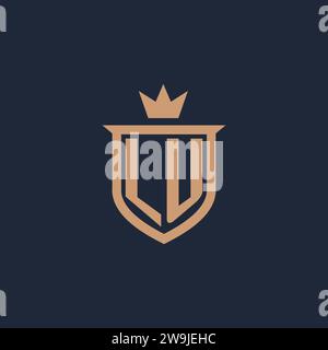 LU monogram initial logo with shield and crown style design ideas Stock Vector