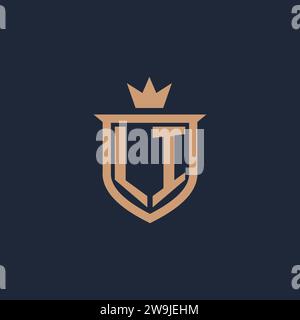 LI monogram initial logo with shield and crown style design ideas Stock Vector