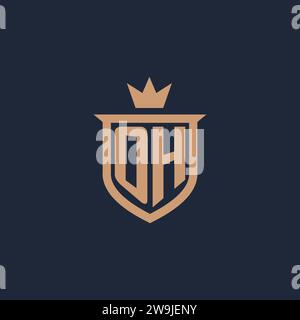 OH monogram initial logo with shield and crown style design ideas Stock Vector