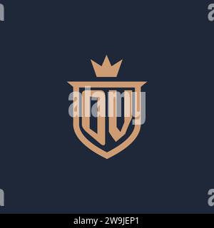 OV monogram initial logo with shield and crown style design ideas Stock Vector
