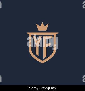 YF monogram initial logo with shield and crown style design ideas Stock Vector