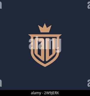 OU monogram initial logo with shield and crown style design ideas Stock Vector