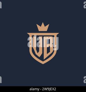 VB monogram initial logo with shield and crown style design ideas Stock Vector