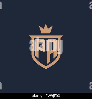 PA monogram initial logo with shield and crown style design ideas Stock Vector