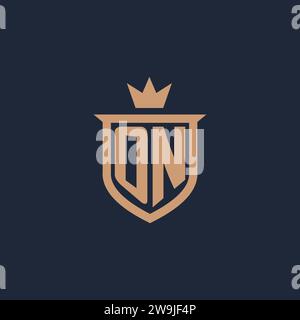 ON monogram initial logo with shield and crown style design ideas Stock Vector