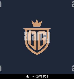 OG monogram initial logo with shield and crown style design ideas Stock Vector
