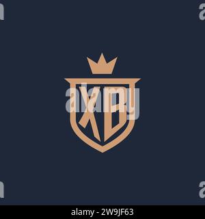 XB monogram initial logo with shield and crown style design ideas Stock Vector