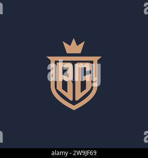 BG monogram initial logo with shield and crown style design ideas Stock Vector