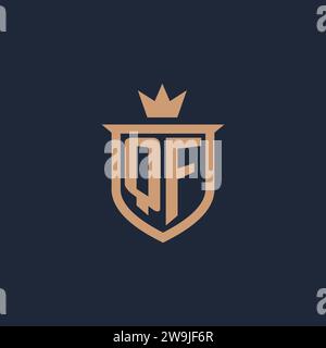 QF monogram initial logo with shield and crown style design ideas Stock Vector