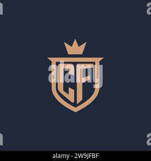 CF monogram initial logo with shield and crown style design ideas Stock Vector
