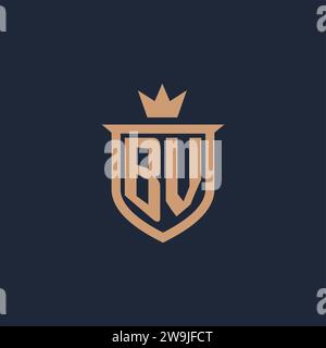 BV monogram initial logo with shield and crown style design ideas Stock Vector